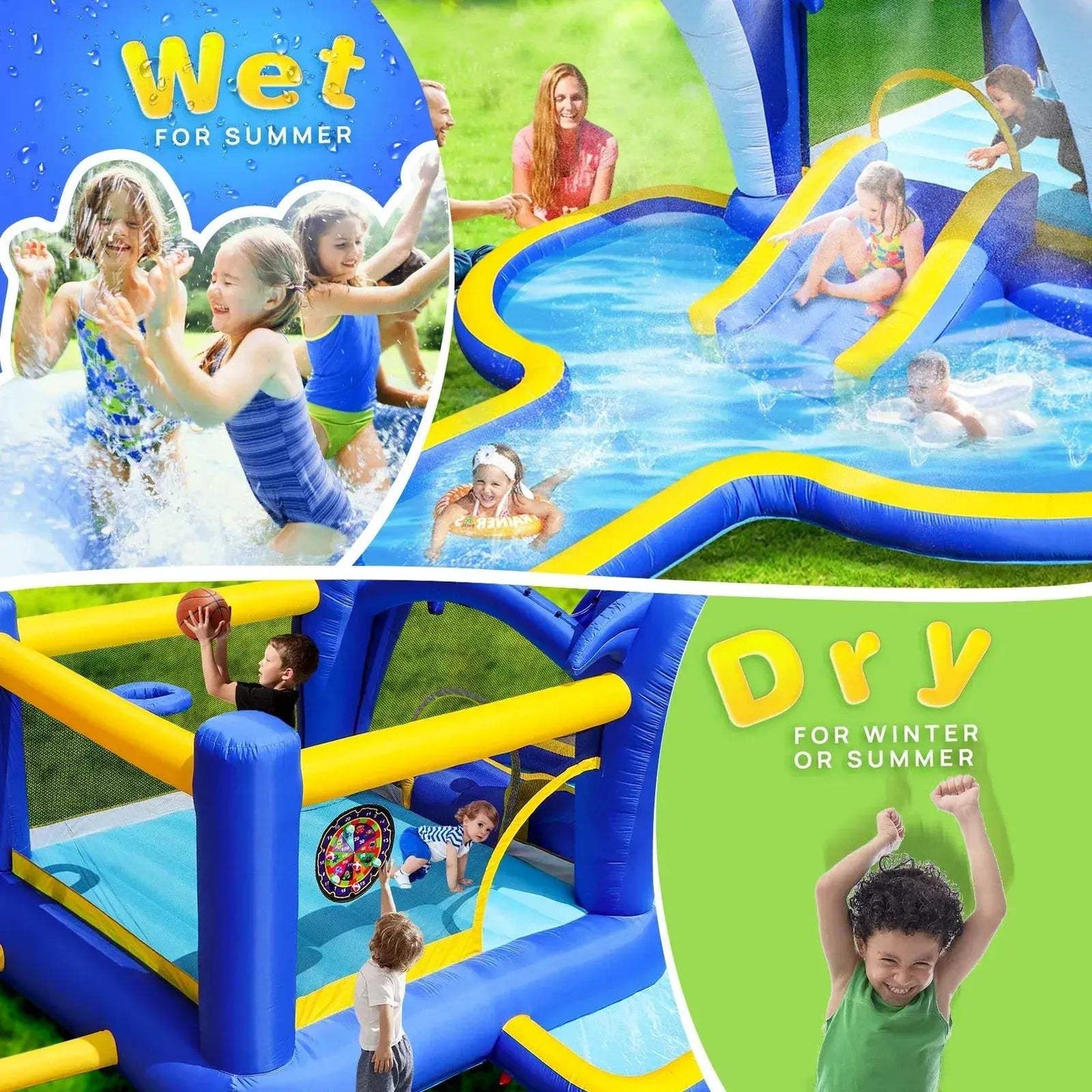 Inflatable Water Park Bounce House With Dolphin Sprinkler - ToylandEU