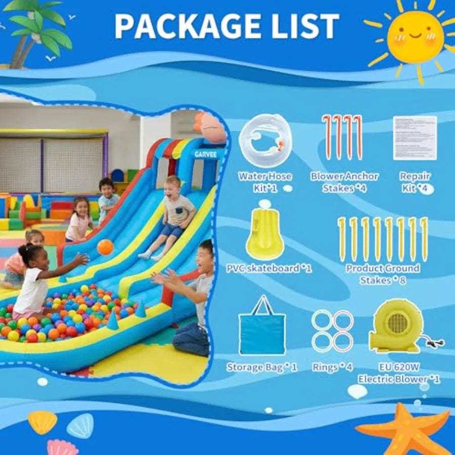  Inflatable Water Park Durable Dual Slides Bounce House -  ToylandEU™