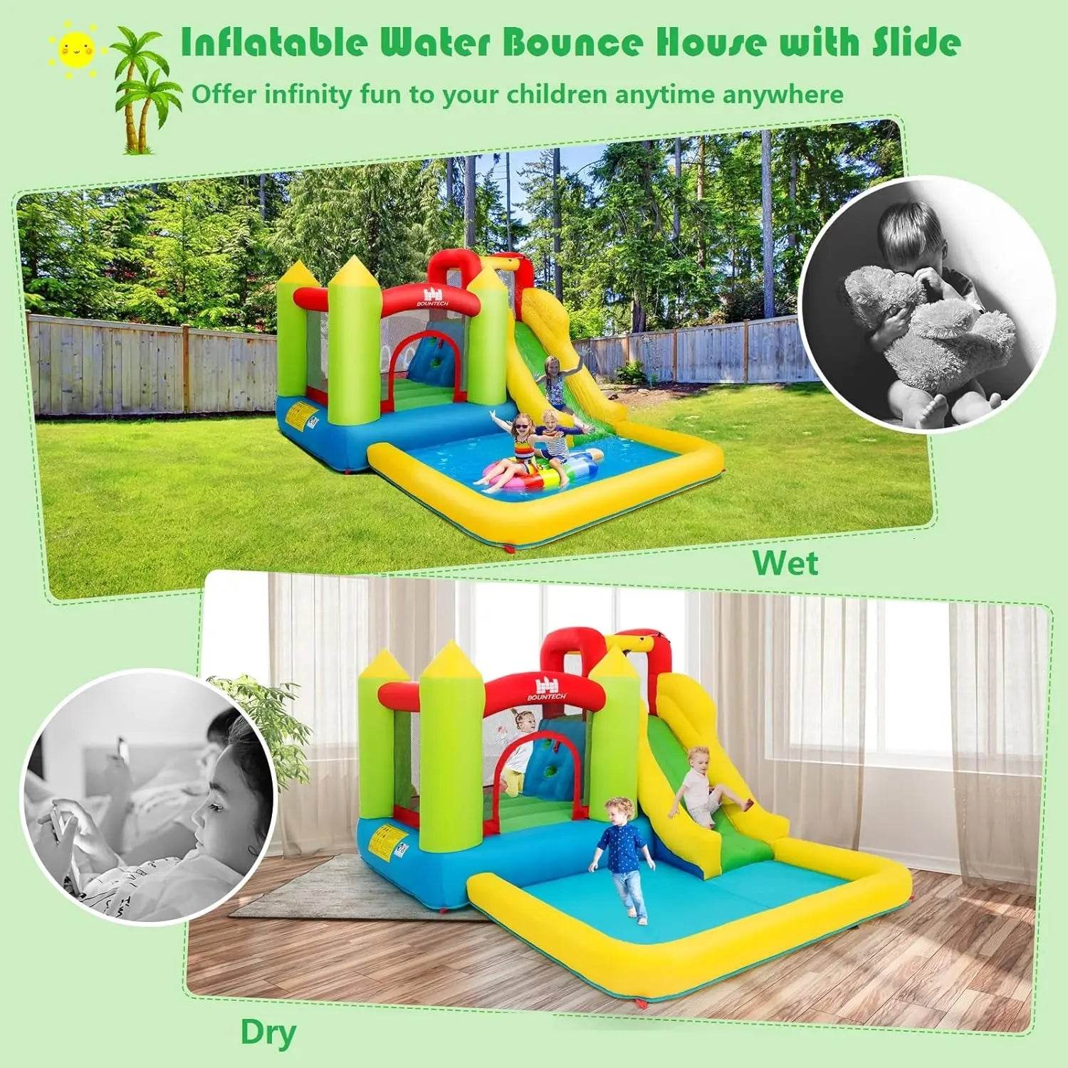 Inflatable Water Slide 12x9FT Bounce House for Kids Outdoor - ToylandEU