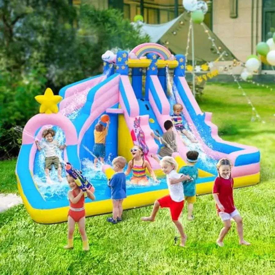Inflatable Water Slide 6 In 1 Splash Pool Backyard Fun - ToylandEU