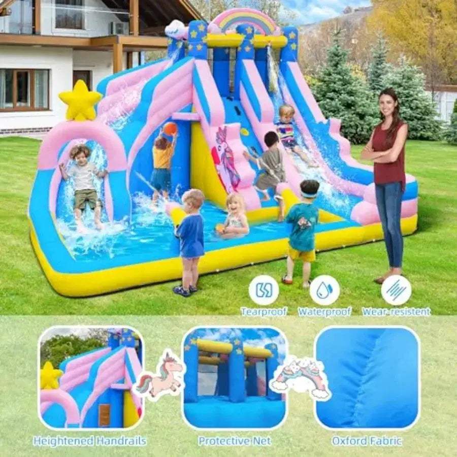 Inflatable Water Slide 6 In 1 Splash Pool Backyard Fun - ToylandEU