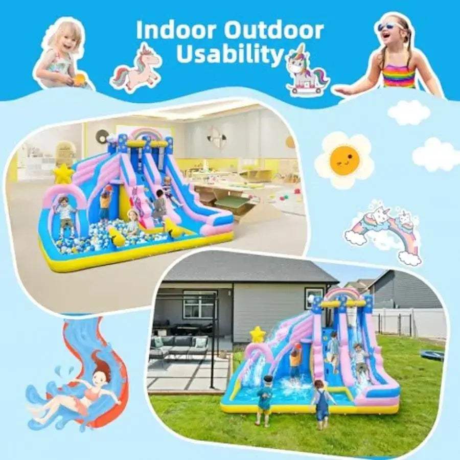 Inflatable Water Slide 6 In 1 Splash Pool Backyard Fun - ToylandEU