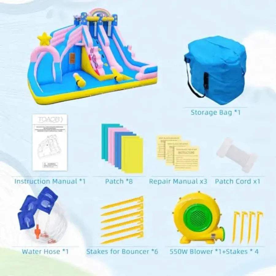 Inflatable Water Slide 6 In 1 Splash Pool Backyard Fun - ToylandEU