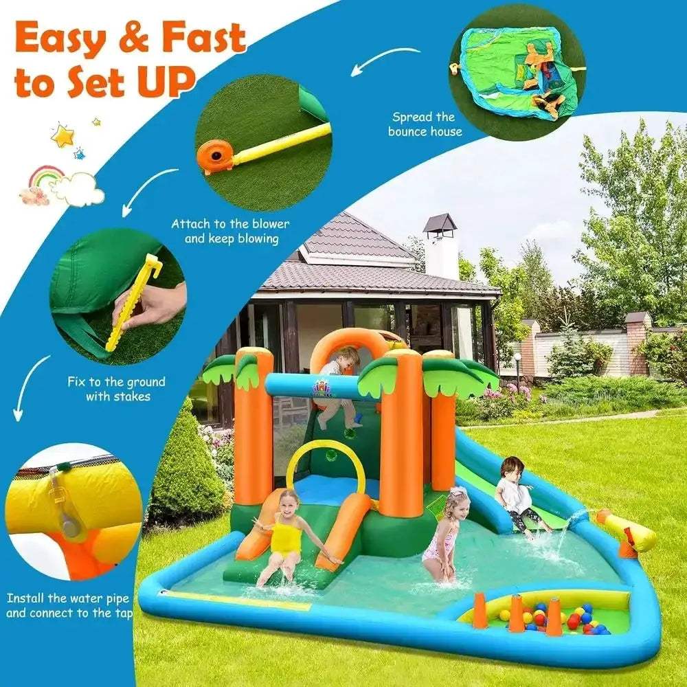 Inflatable Water Slide 7 In 1 Backyard Bouncy House - ToylandEU