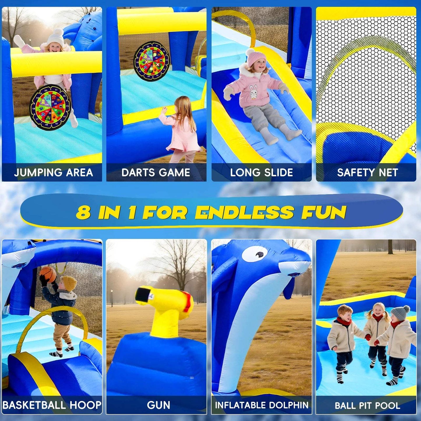  Inflatable Water Slide 8 In 1 Bounce House Backyard Fun -  ToylandEU™