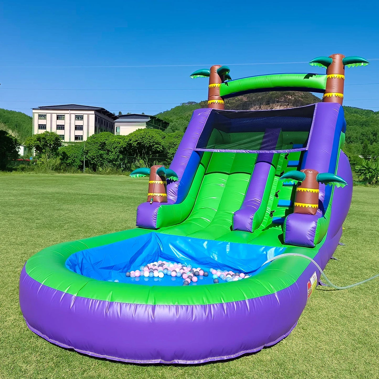 Inflatable Water Slide and Commercial Bounce House With 1100W Blower