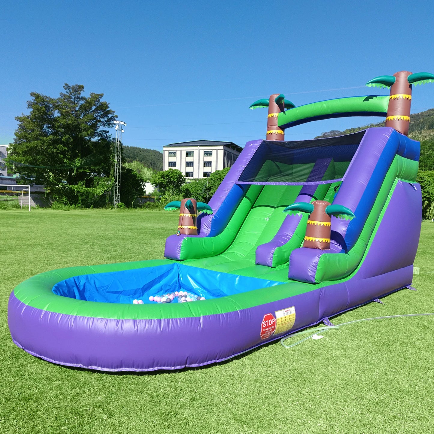 Inflatable Water Slide and Commercial Bounce House With 1100W Blower