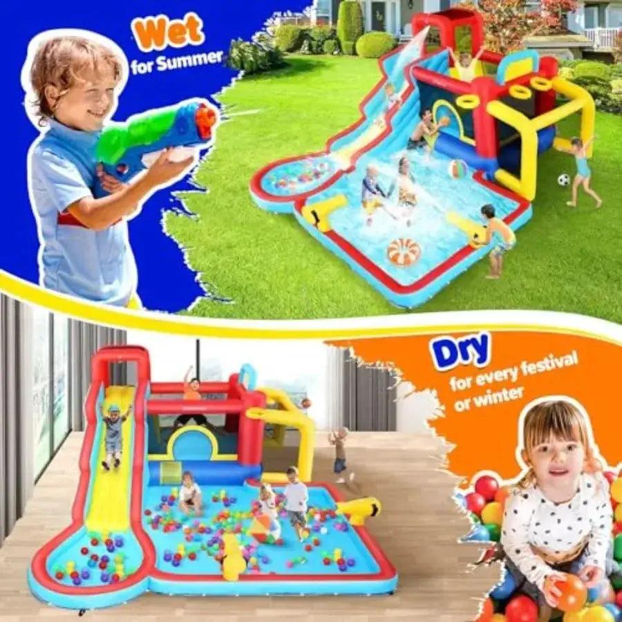 Inflatable Water Slide Backyard Bounce House 13 In 1 -  ToylandEU™