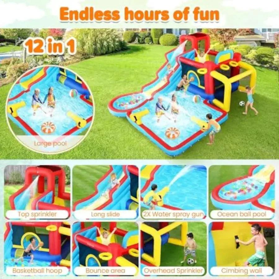  Inflatable Water Slide Backyard Bounce House 13 In 1 -  ToylandEU™