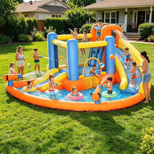  Inflatable Water Slide Backyard Fun Castle With Blower -  ToylandEU™
