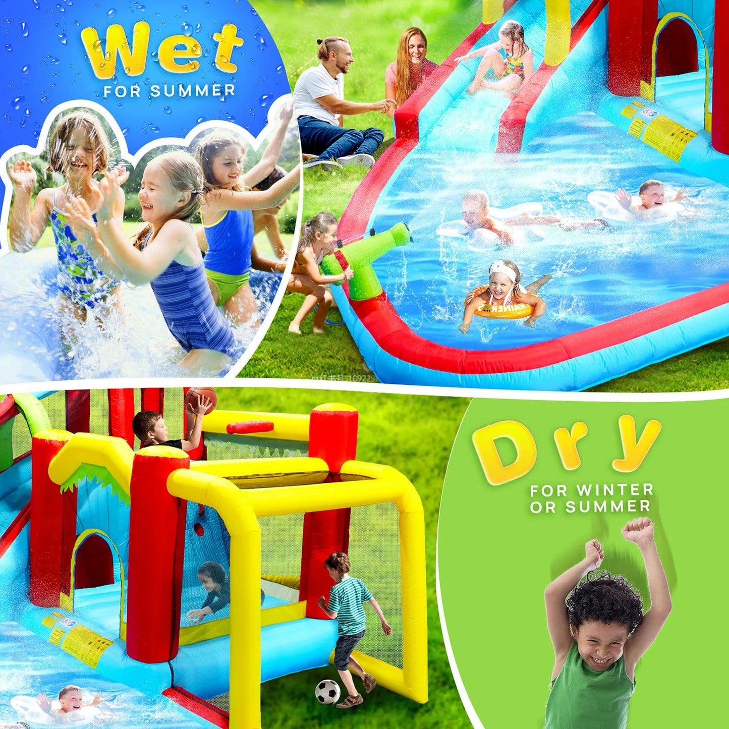  Inflatable Water Slide Backyard Fun Castle With Blower -  ToylandEU™