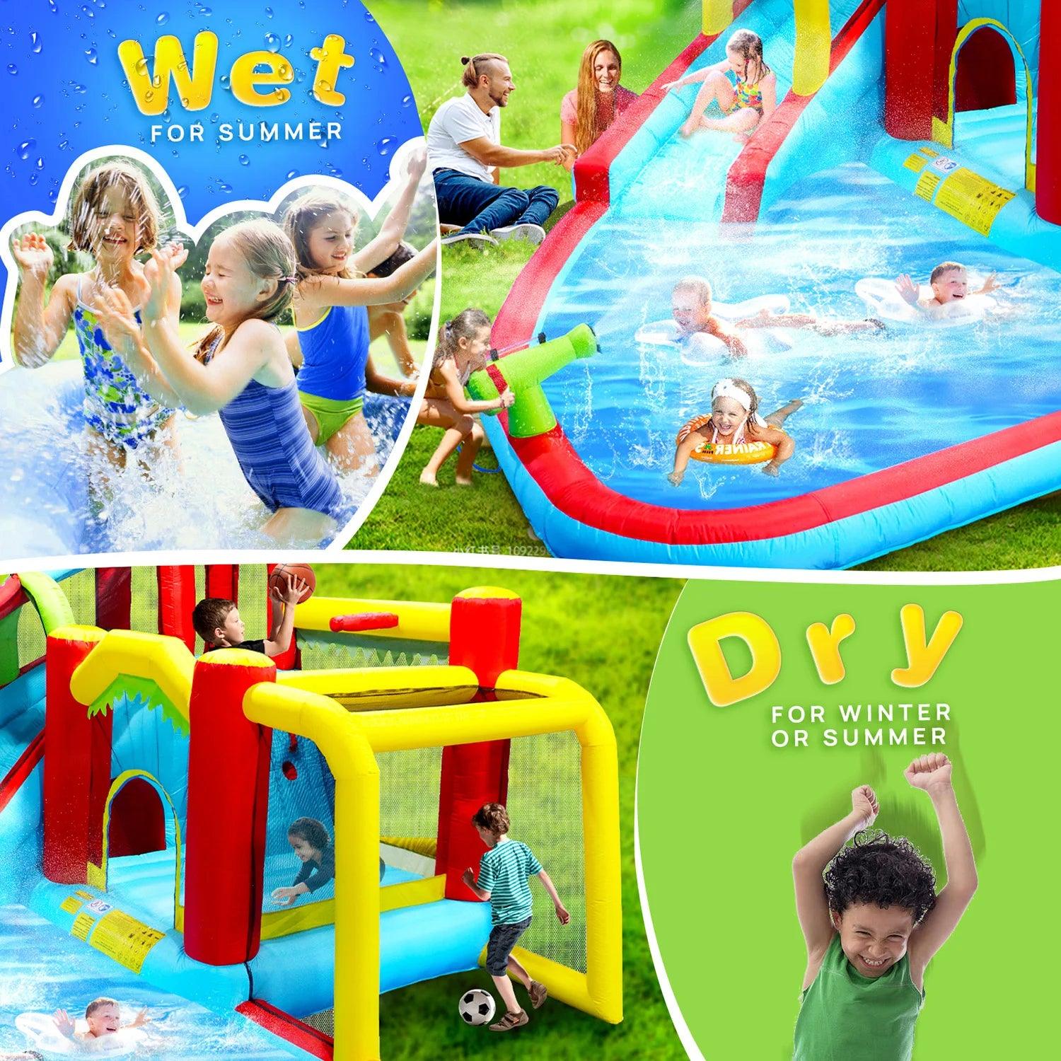  Inflatable Water Slide Backyard Fun Castle With Blower -  ToylandEU™