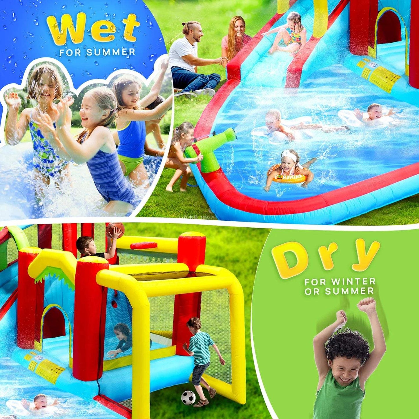  Inflatable Water Slide Backyard Fun Castle With Blower -  ToylandEU™