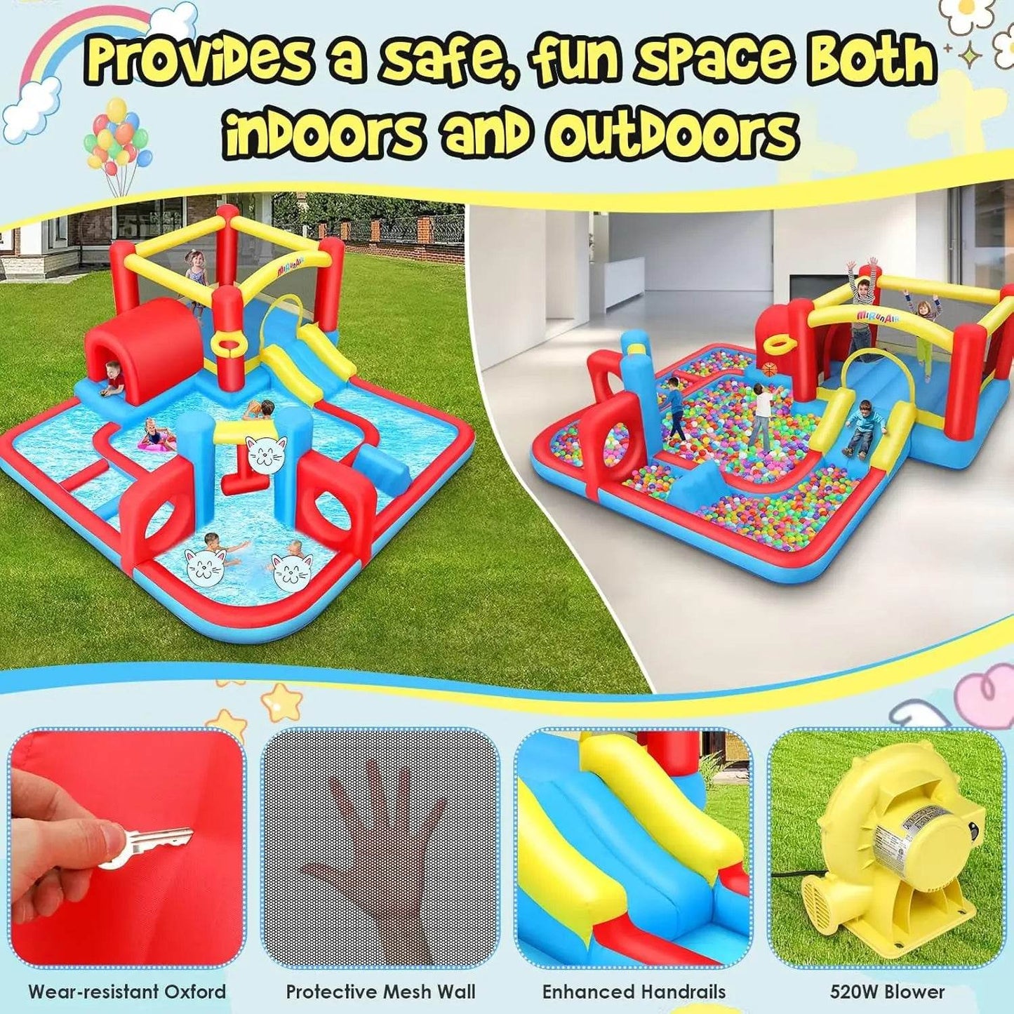 Inflatable Water Slide Bounce House 10 in 1 Water Slide - ToylandEU