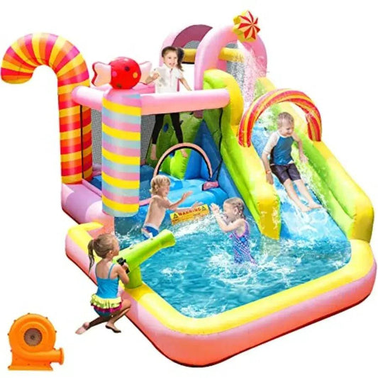  Inflatable Water Slide Bounce House 6 In 1 Candy Park -  ToylandEU™
