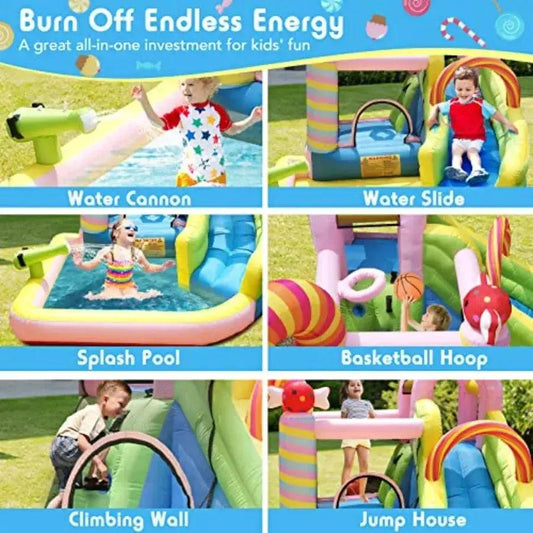  Inflatable Water Slide Bounce House 6 In 1 Candy Park -  ToylandEU™