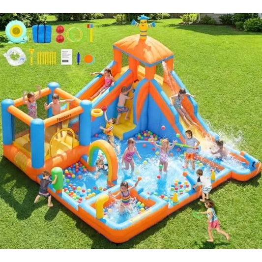  Inflatable Water Slide Bounce House Dual Water Slides -  ToylandEU™