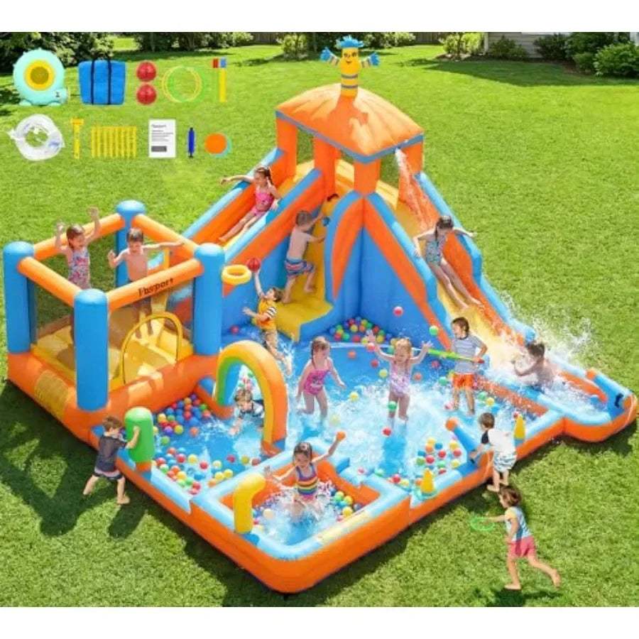  Inflatable Water Slide Bounce House Dual Water Slides -  ToylandEU™
