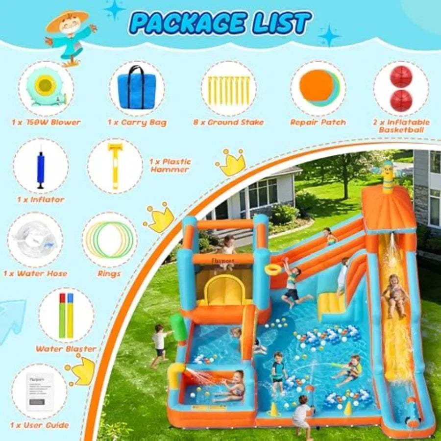  Inflatable Water Slide Bounce House Dual Water Slides -  ToylandEU™