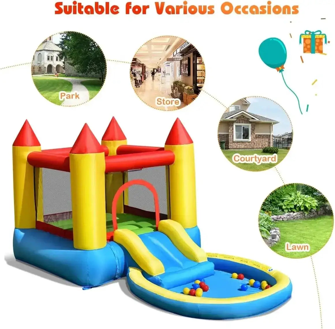 Inflatable Water Slide Bounce House For Backyard Fun - ToylandEU