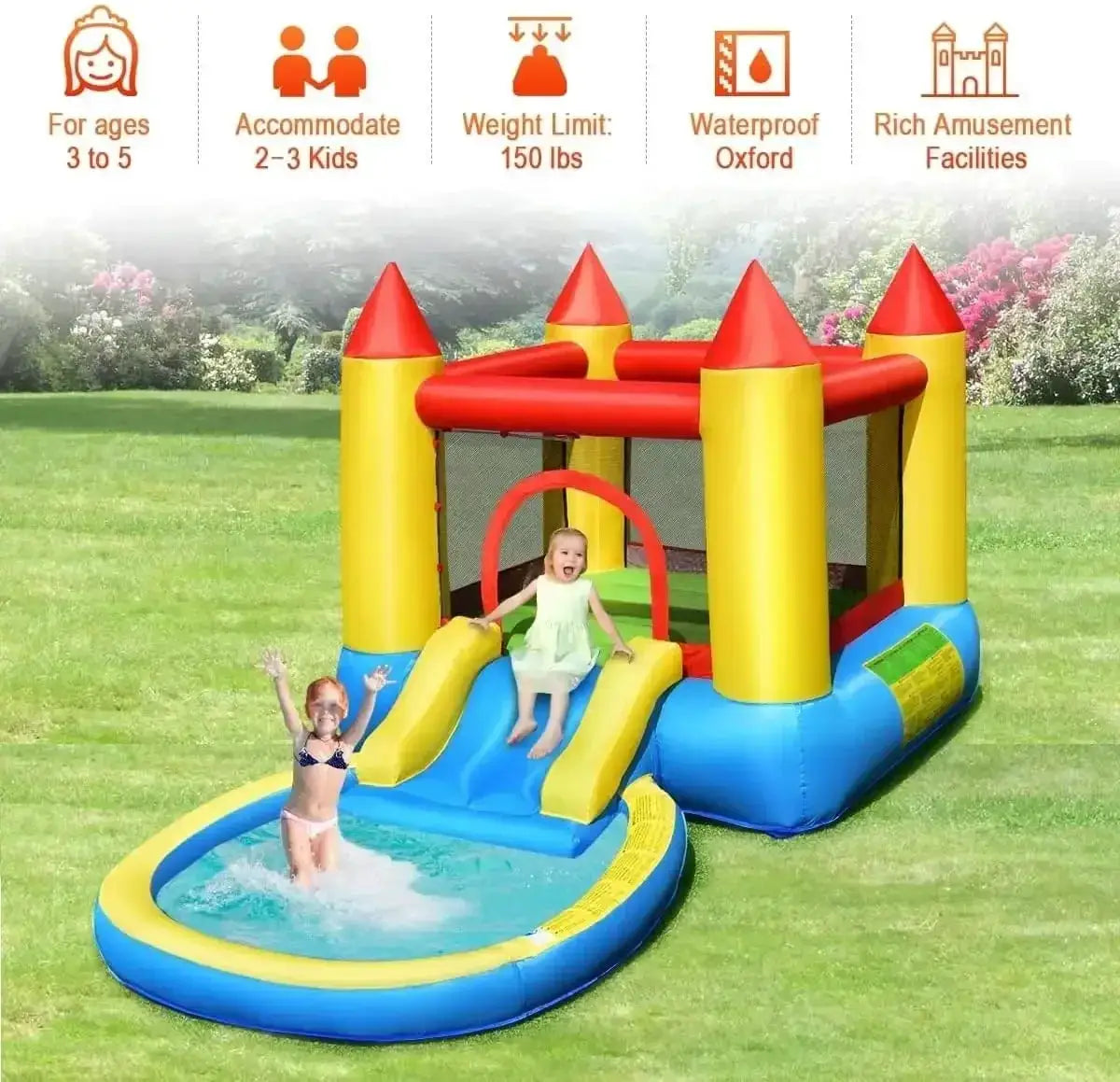 Inflatable Water Slide Bounce House For Backyard Fun - ToylandEU