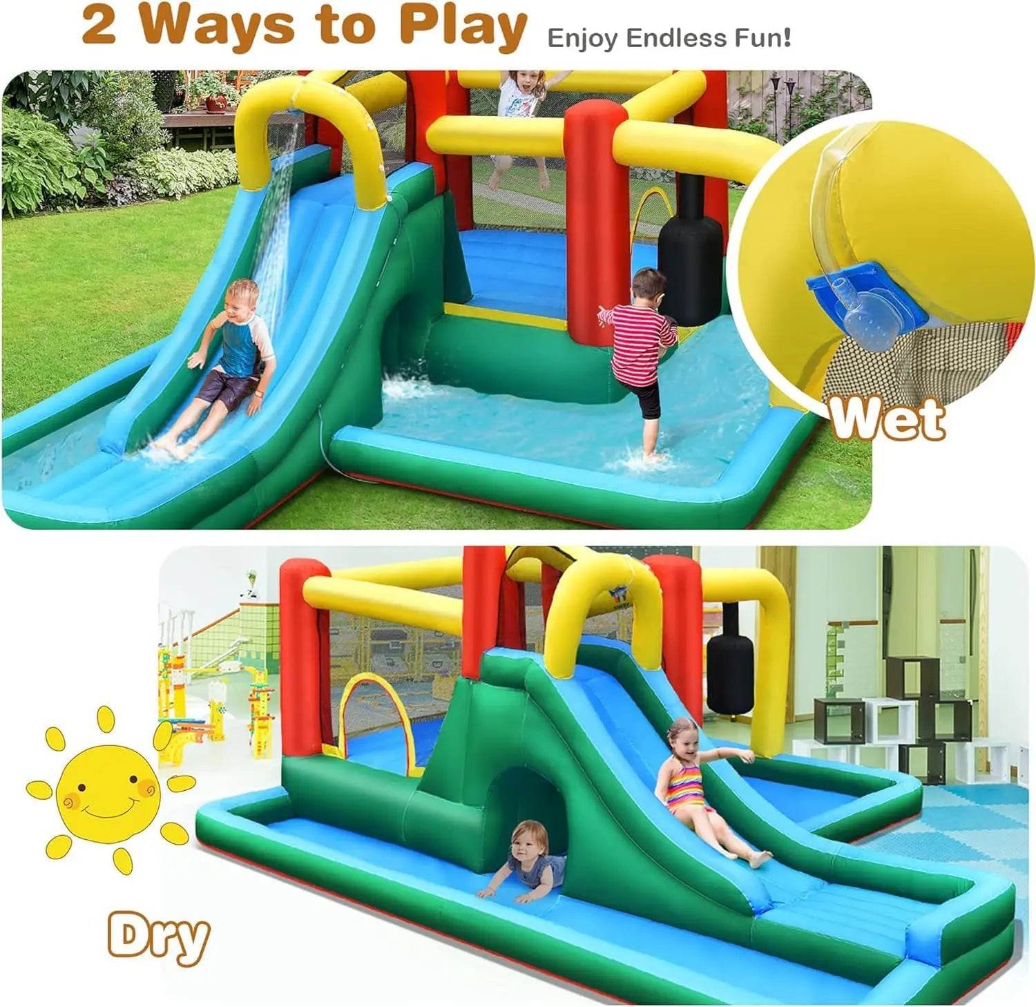 Inflatable Water Slide Bounce House, Kids Party Bouncy Castle - ToylandEU