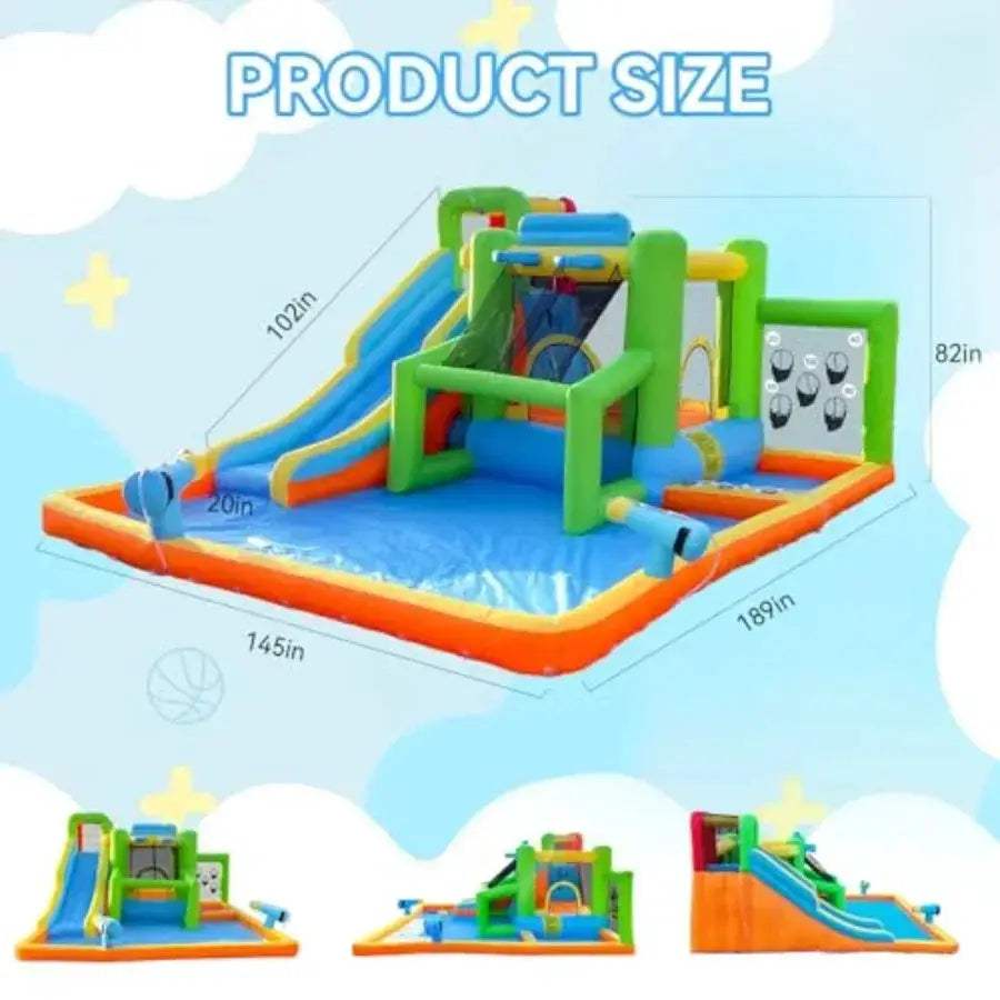 Inflatable Water Slide Bounce House With 550W Blower Durable - ToylandEU