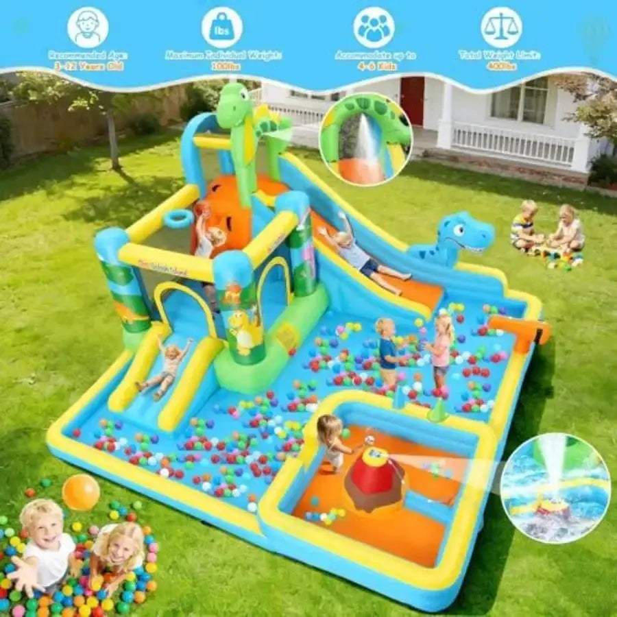  Inflatable Water Slide Bounce House With Long Slides -  ToylandEU™