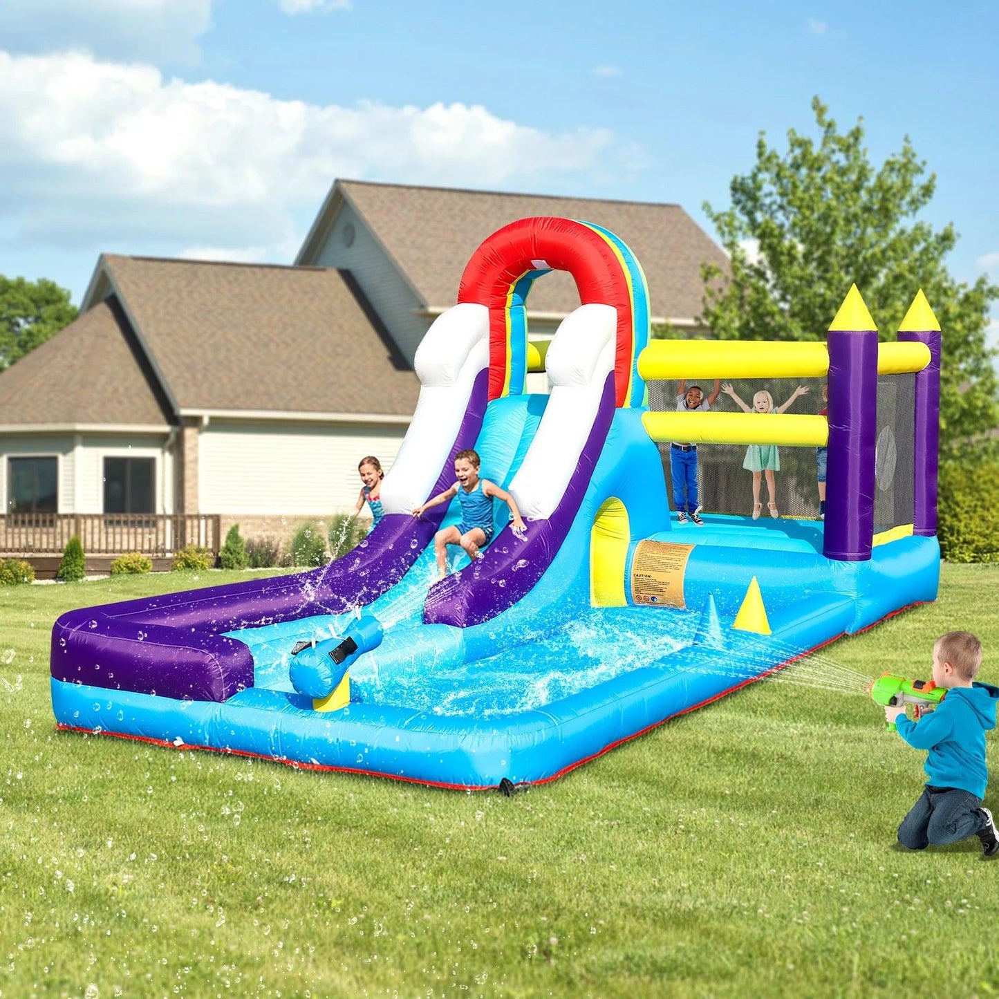  Inflatable Water Slide Bounce House With Splash Pool -  ToylandEU™