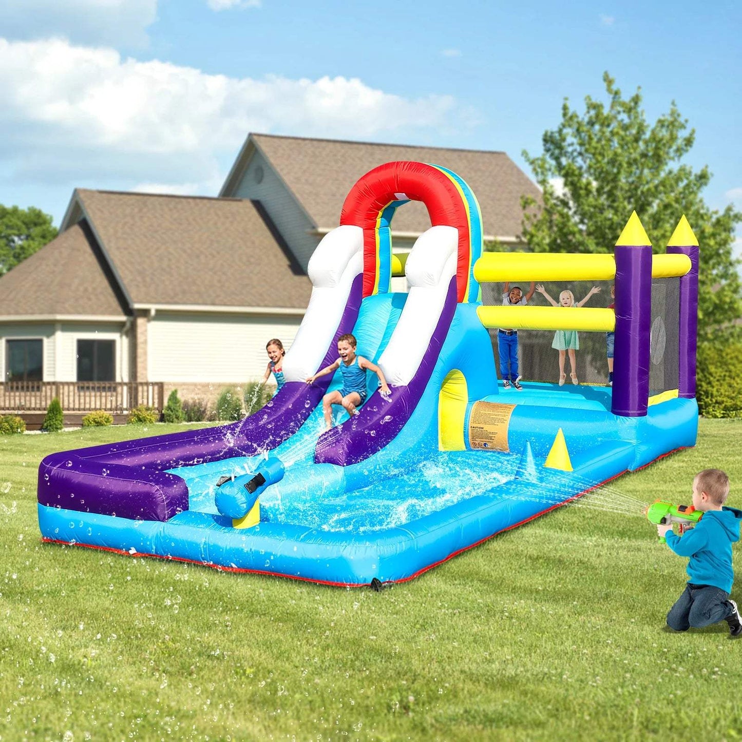  Inflatable Water Slide Bounce House With Splash Pool -  ToylandEU™