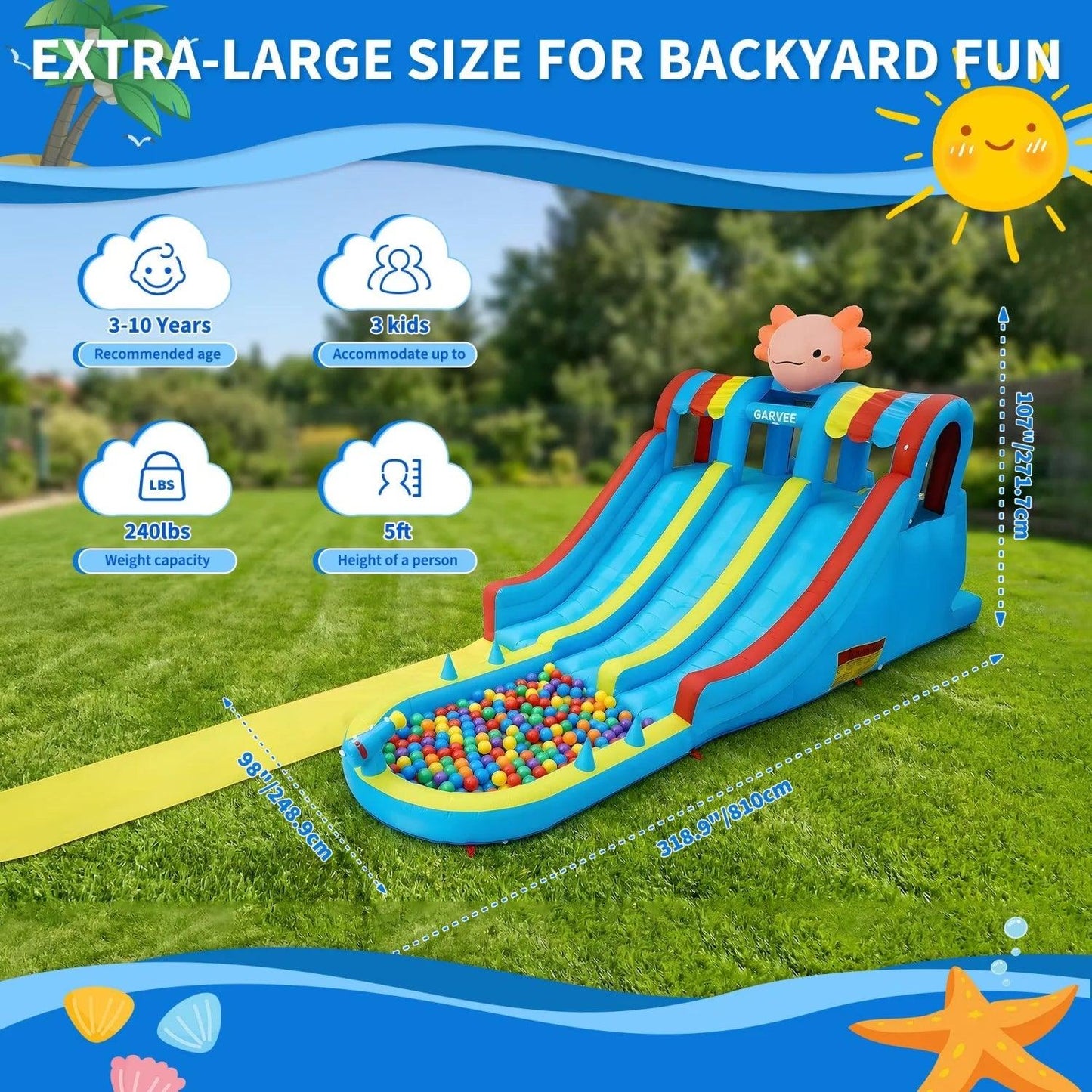  Inflatable Water Slide For Kids 8In1 Outdoor -  ToylandEU™