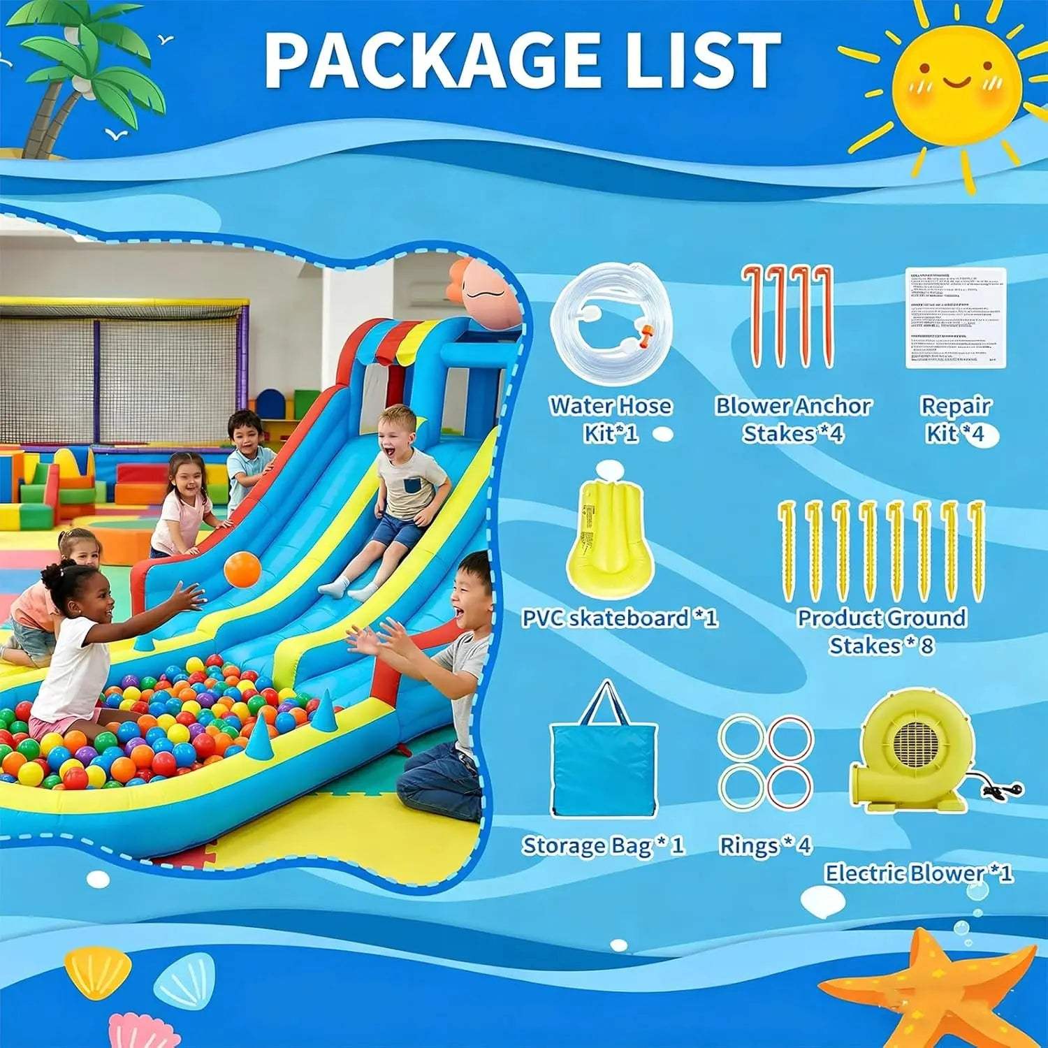  Inflatable Water Slide For Kids 8In1 Outdoor -  ToylandEU™