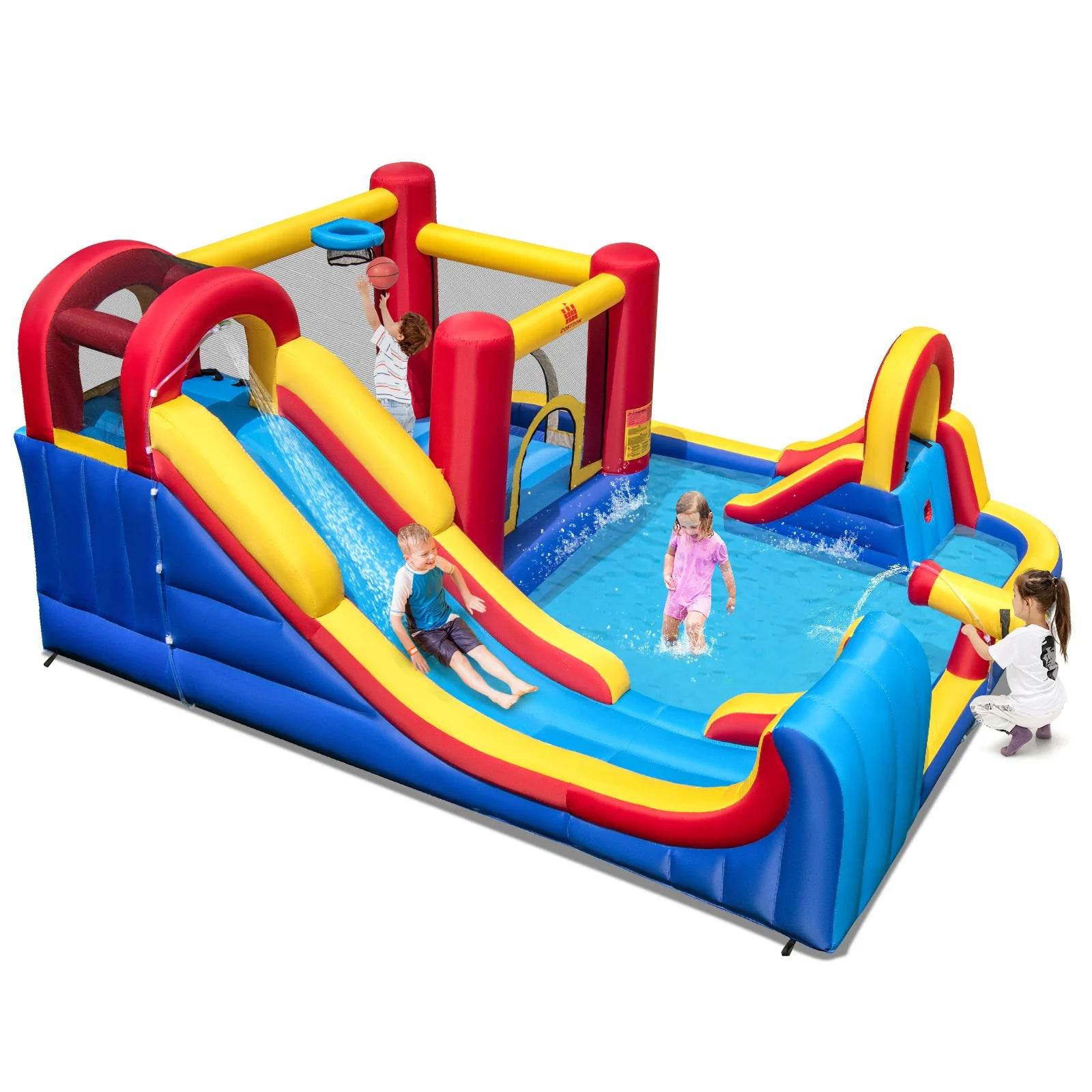 Inflatable Water Slide Giant Kids Water Park w Double Slides - ToylandEU