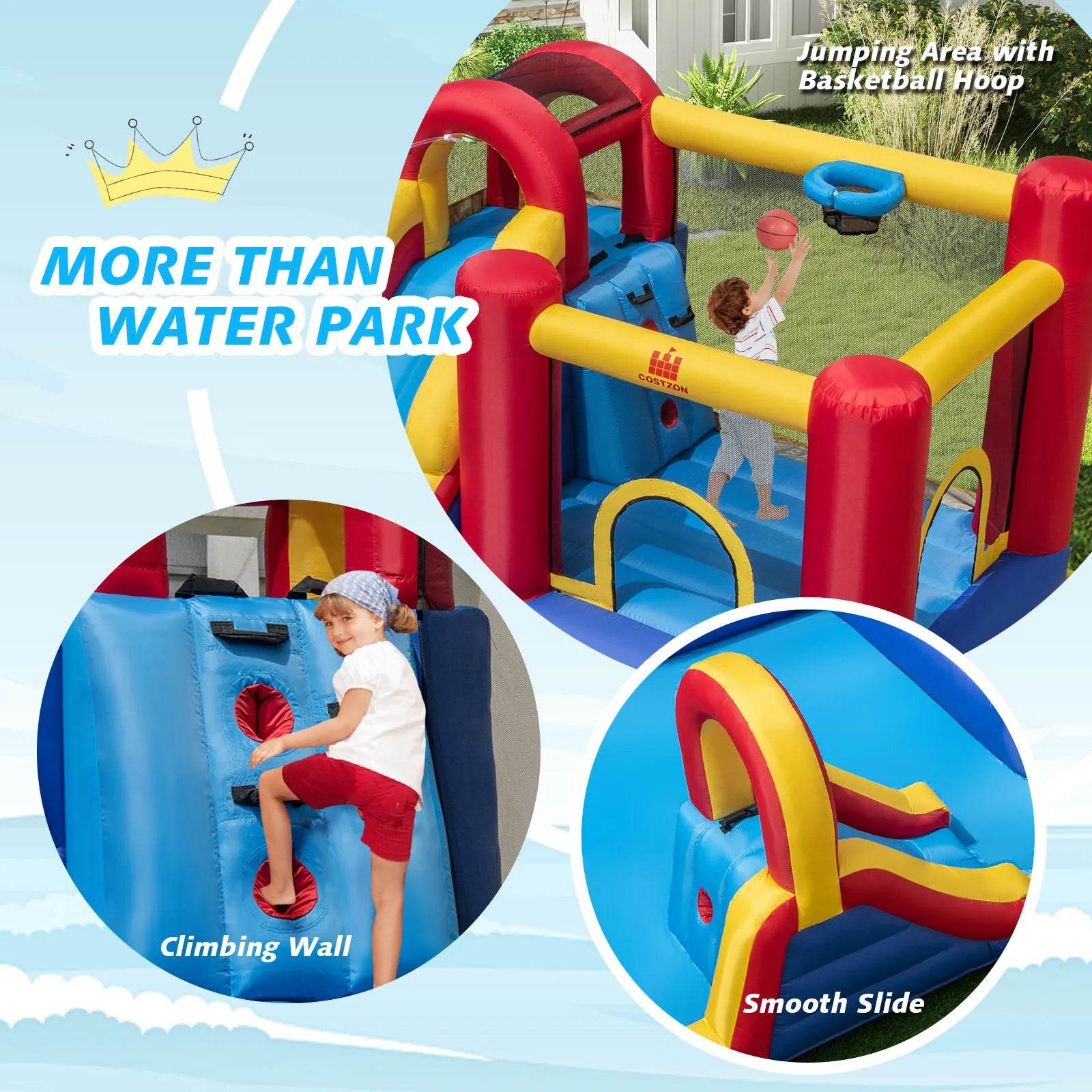 Inflatable Water Slide Giant Kids Water Park w Double Slides - ToylandEU