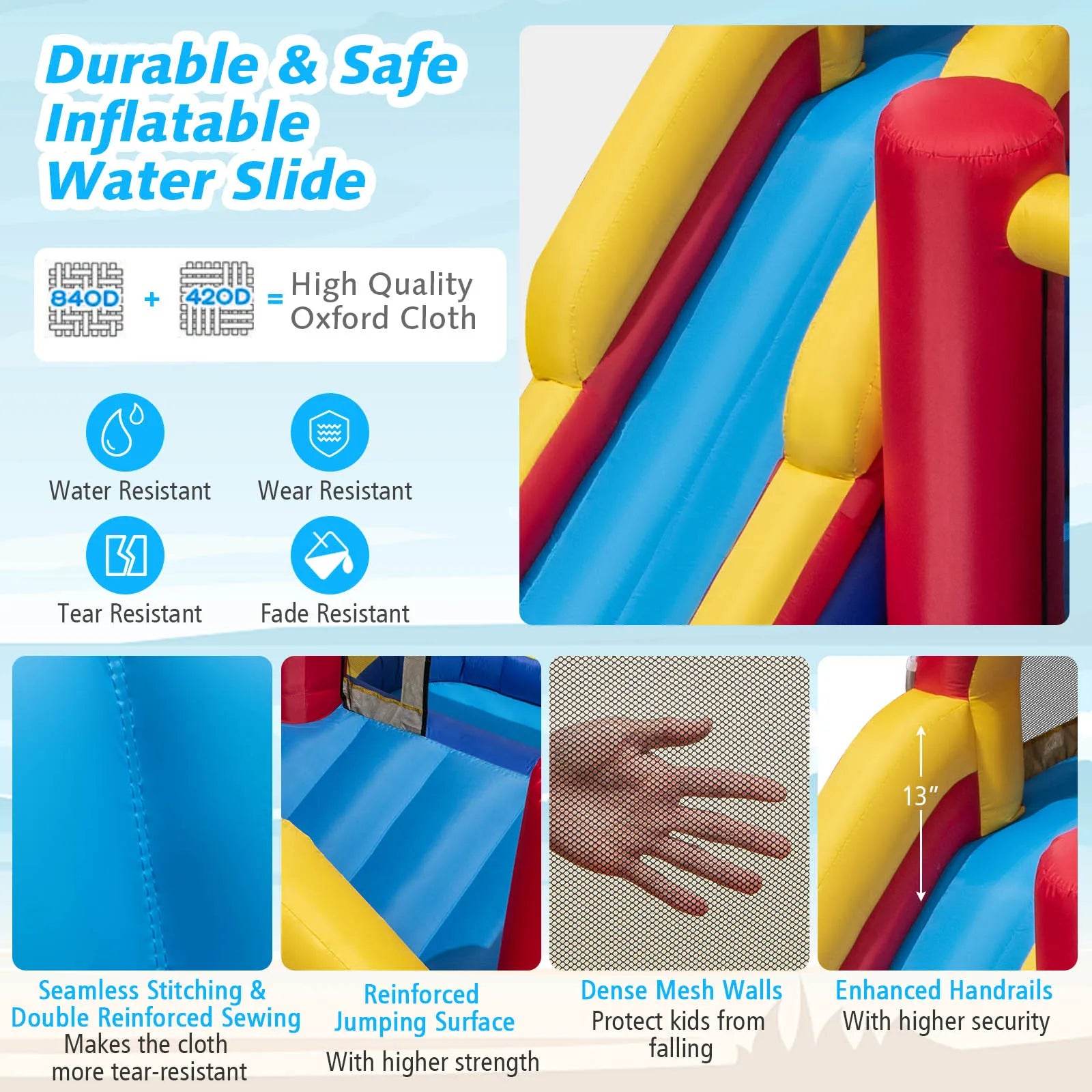 Inflatable Water Slide Giant Kids Water Park w Double Slides - ToylandEU