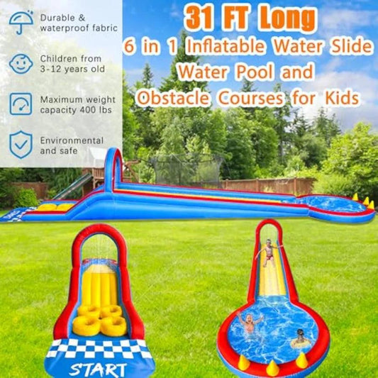  Inflatable Water Slide Park 31Ft Obstacle Course US Made -  ToylandEU™