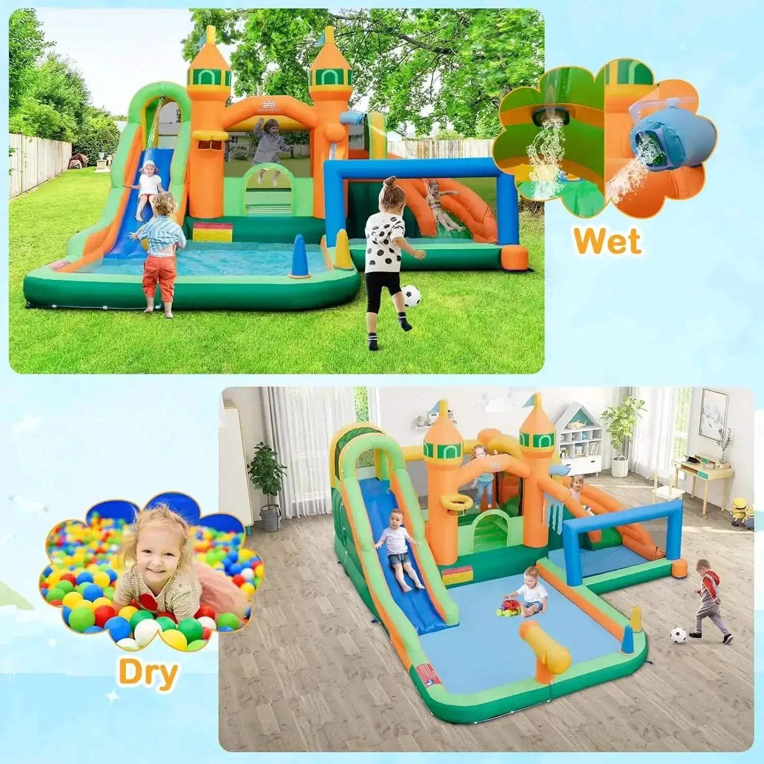 Inflatable Water Slide Park 9 In 1 Outdoor Dual Slides - ToylandEU