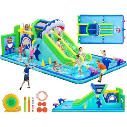  Inflatable Water Slide Park Dual Slides Climbing Wall -  ToylandEU™