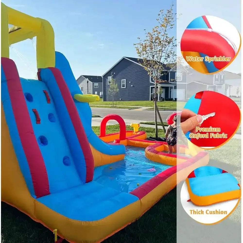 Inflatable Water Slide Park With Climbing Wall And Splash - ToylandEU