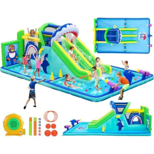  Inflatable Water Slide Park Dual Slides Climbing Wall -  ToylandEU™