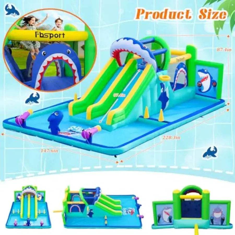 Inflatable Water Slide Park With Double Slides And Climbing Wall - ToylandEU