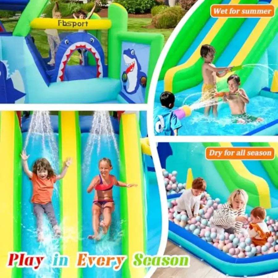 Inflatable Water Slide Park With Double Slides And Climbing Wall - ToylandEU