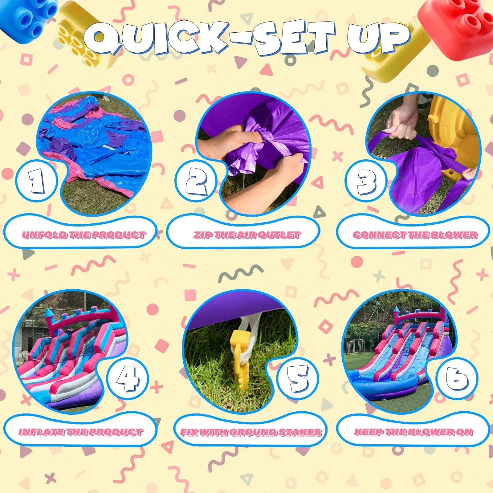  Inflatable Water Slide Pink Purple Dual Slide Outdoor Pool -  ToylandEU™
