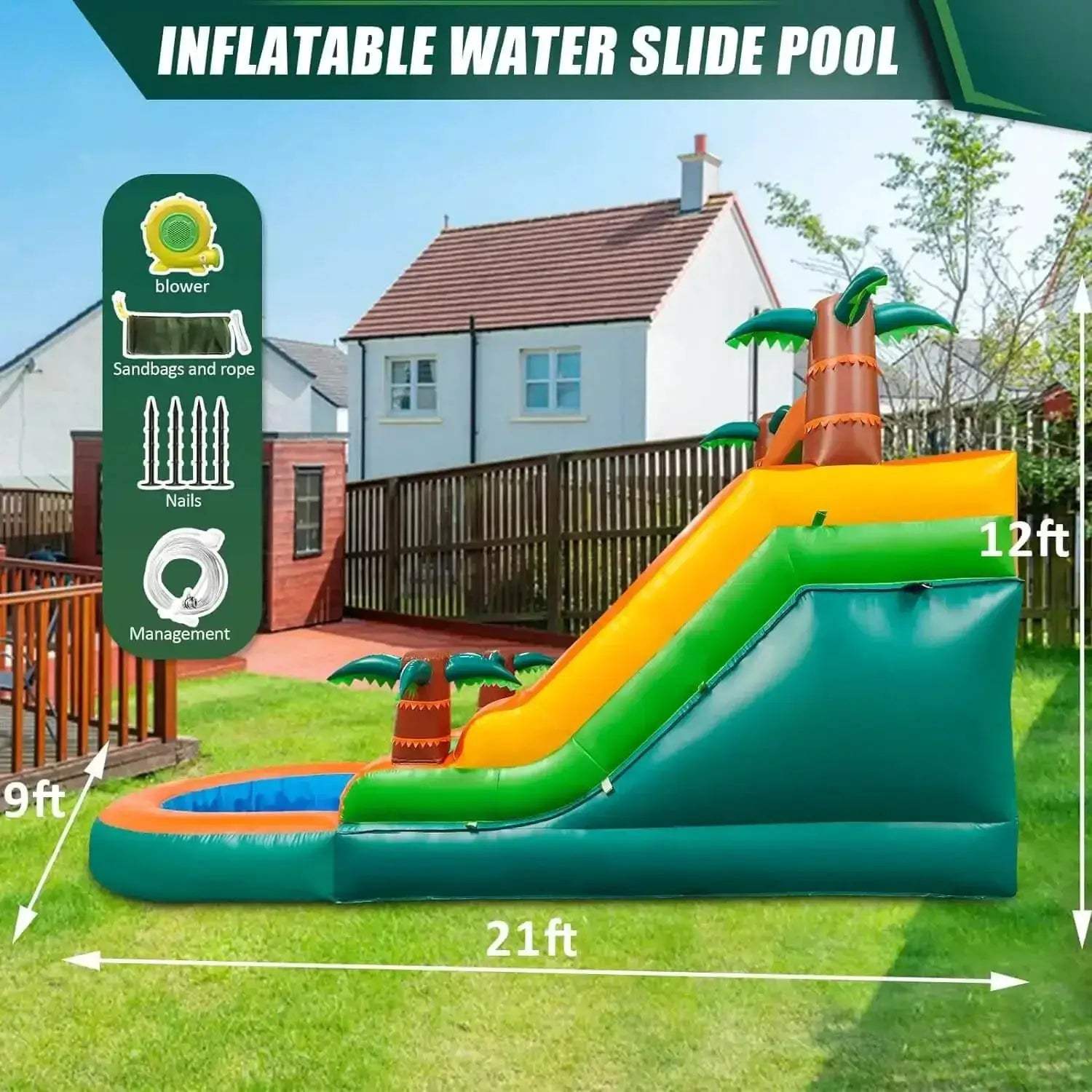 Inflatable Water Slide Pool For Outdoor Family Play - ToylandEU