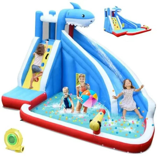  Inflatable Water Slide Shark Theme Climbing Wall PVC -  ToylandEU™