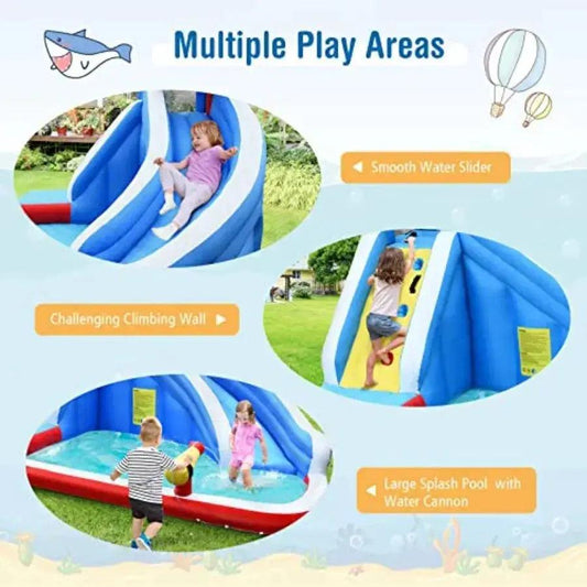  Inflatable Water Slide Shark Theme Climbing Wall PVC -  ToylandEU™