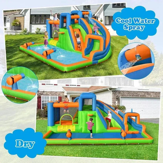  Inflatable Water Slide Splash Pool And Climbing Wall -  ToylandEU™