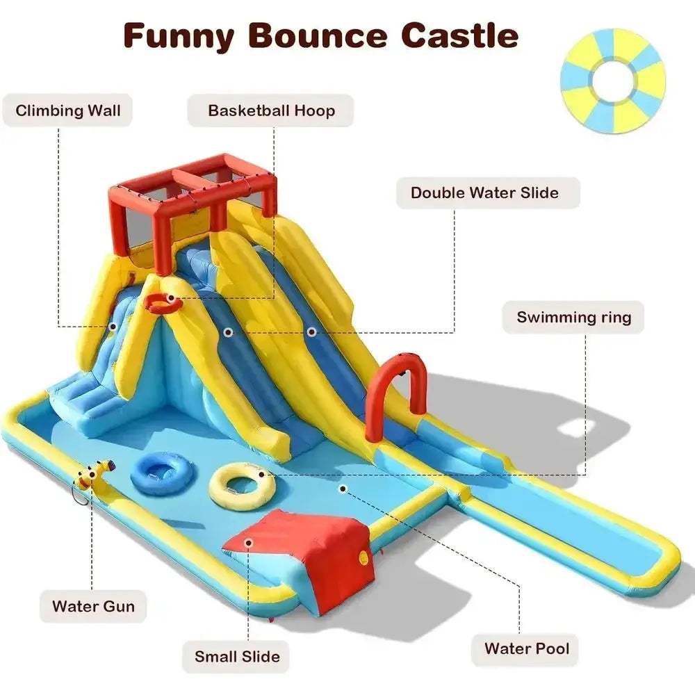 Inflatable Water Slide With Climbing Wall And Dual Pools - ToylandEU