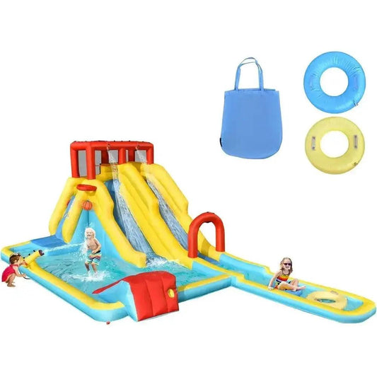  Inflatable Water Slide With Climbing Wall Dual Pools -  ToylandEU™