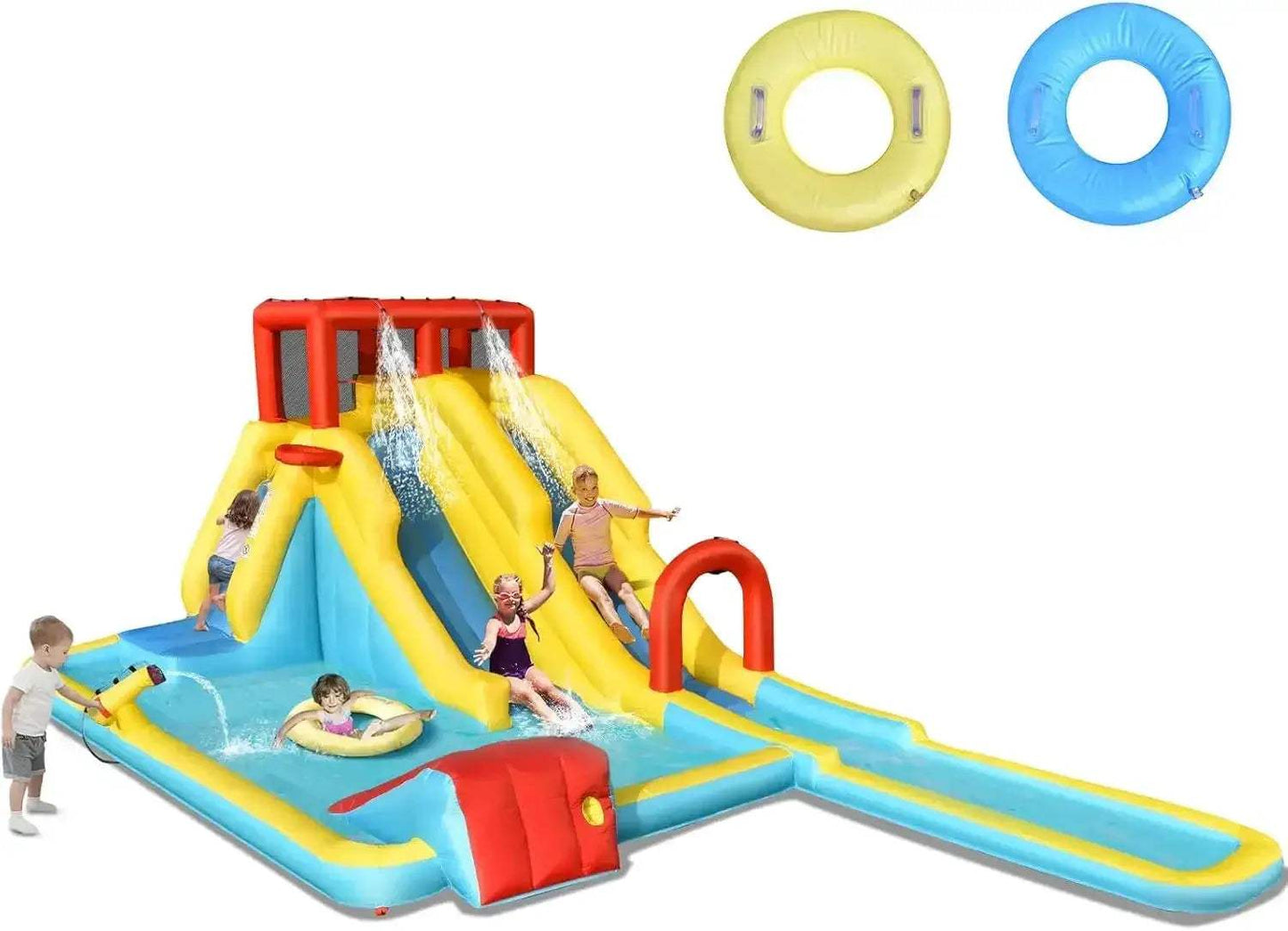Inflatable Water Slide With Double Lanes And Splash Pool - ToylandEU